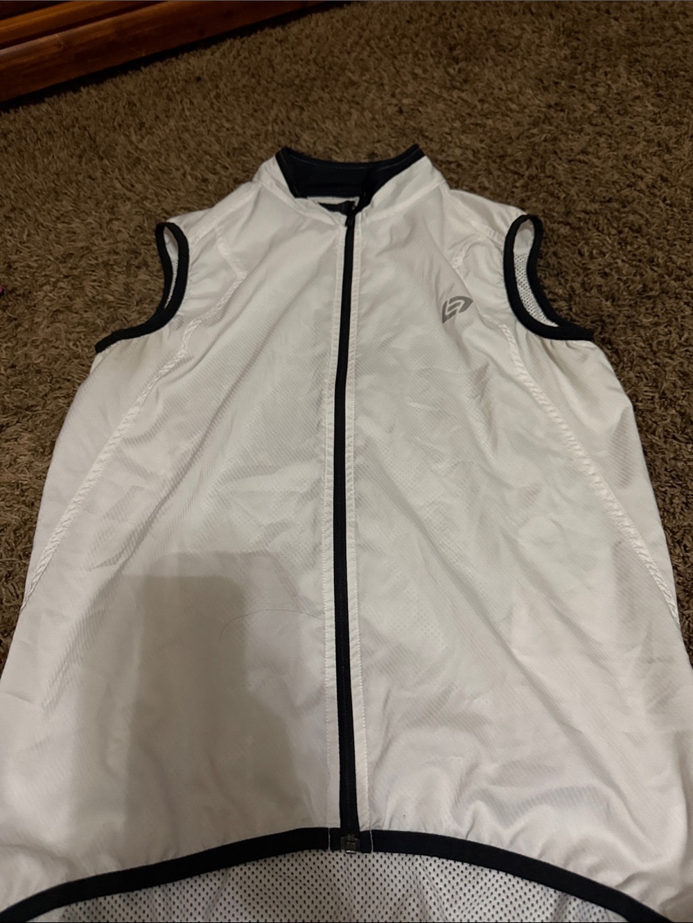 Men's White Sleeveless Cycling Vest with Black Trim